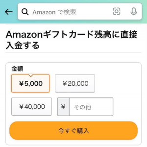 Amazonギフト券のチャージ画面