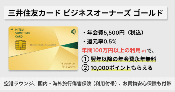 三井住友カード ビジネスオーナーズ ゴールドの詳細