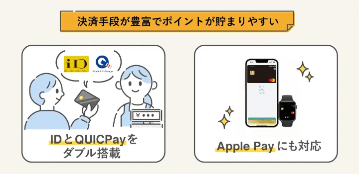決済手段が豊富でポイントが貯まりやすい