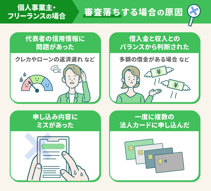 個人事業主がクレジットカードの審査に落ちる場合の原因